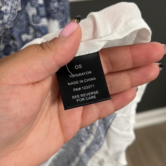 One size Cover Up Summer Blue/White Design - Picture 5 of 6